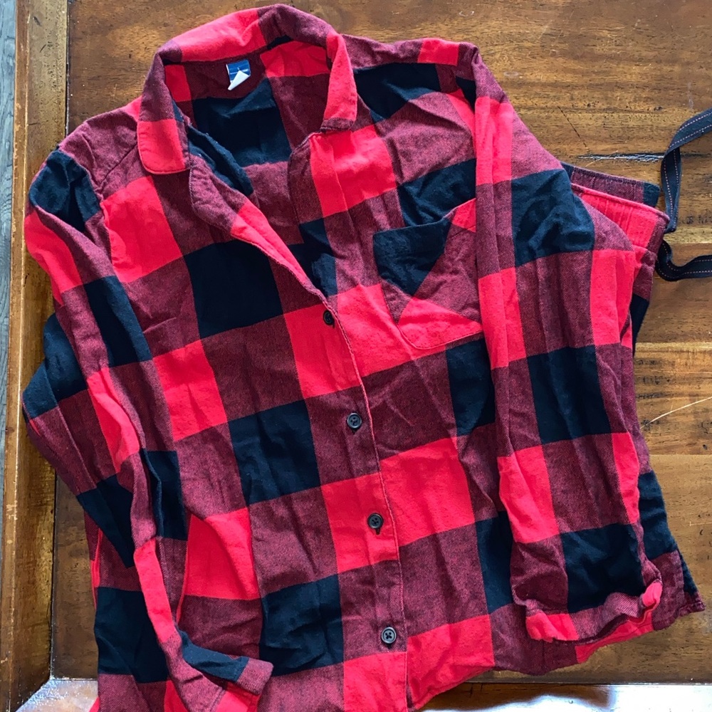 Red & Black Plaid Pj Set